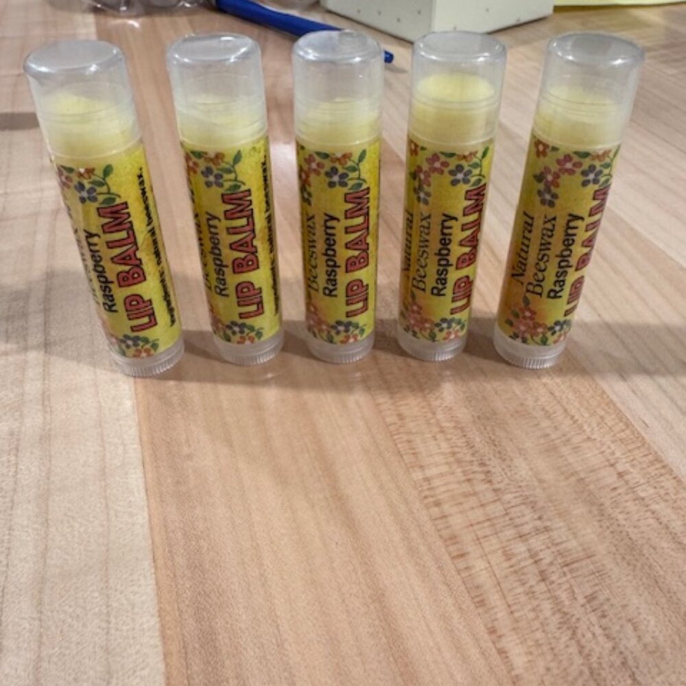 5 Pack (5 Raspberry) Homemade Lip Balm